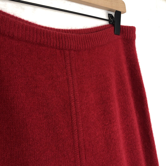 VTG Lambswool Angora Rabbit Knit Midi Sweater Skirt Women's M Red‎ Fuzzy Elastic - Picture 9 of 9